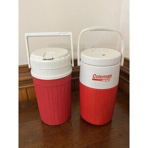 Pair of Vintage Coleman and Igloo Water Jug Drink Coolers 1/2 Gallon